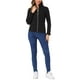 thumbnail image 2 of Chaqueta de forro polar con cremallera completa INSPIRE CHIC para mujer, abrigo de invierno de manga larga y cuello alto, color negro, 2 of 6
