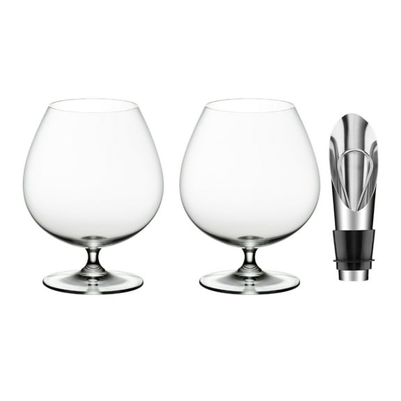Riedel Vinum Brandy Glass (2-Pack) with Wine Pourer with Stopper