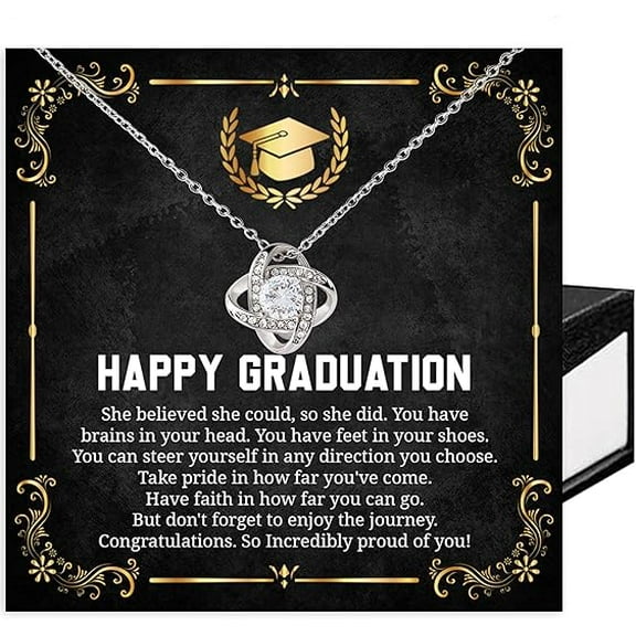 Graduation Gift for Her 2025, Congratulations Class Of 2025 Gift, Graduation Necklace For Her, Graduation Necklace For Graduate Her, Senior 2025 For Daughter with Message Card and Gift Box