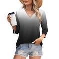 thumbnail image 2 of Women's V Neck Short Sleeve Tops Shirts Blouses Solid Color Casual Daily Wear Work Office Vacation Fashion Essential Gift for Women | Aestivo,Navy L, 2 of 9