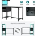 thumbnail image 6 of PetFurnishn Computer Gaming Desk with Power Outlet and LED Lights, Reversible Study Writing Table with Storage Shelves and USB Ports, PC Desk Home Office Workstation, Black, 6 of 9