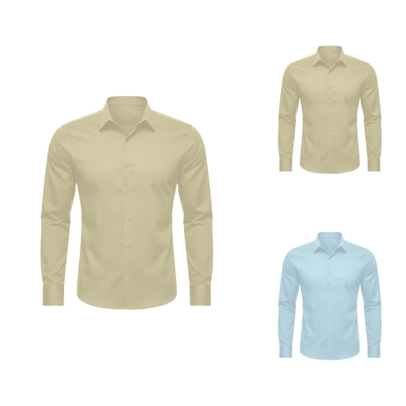 Mens Dress Shirts 4 Way Stretch Long Sleeve Button Down Collared Formal Work Shirts Business Casual Shirt