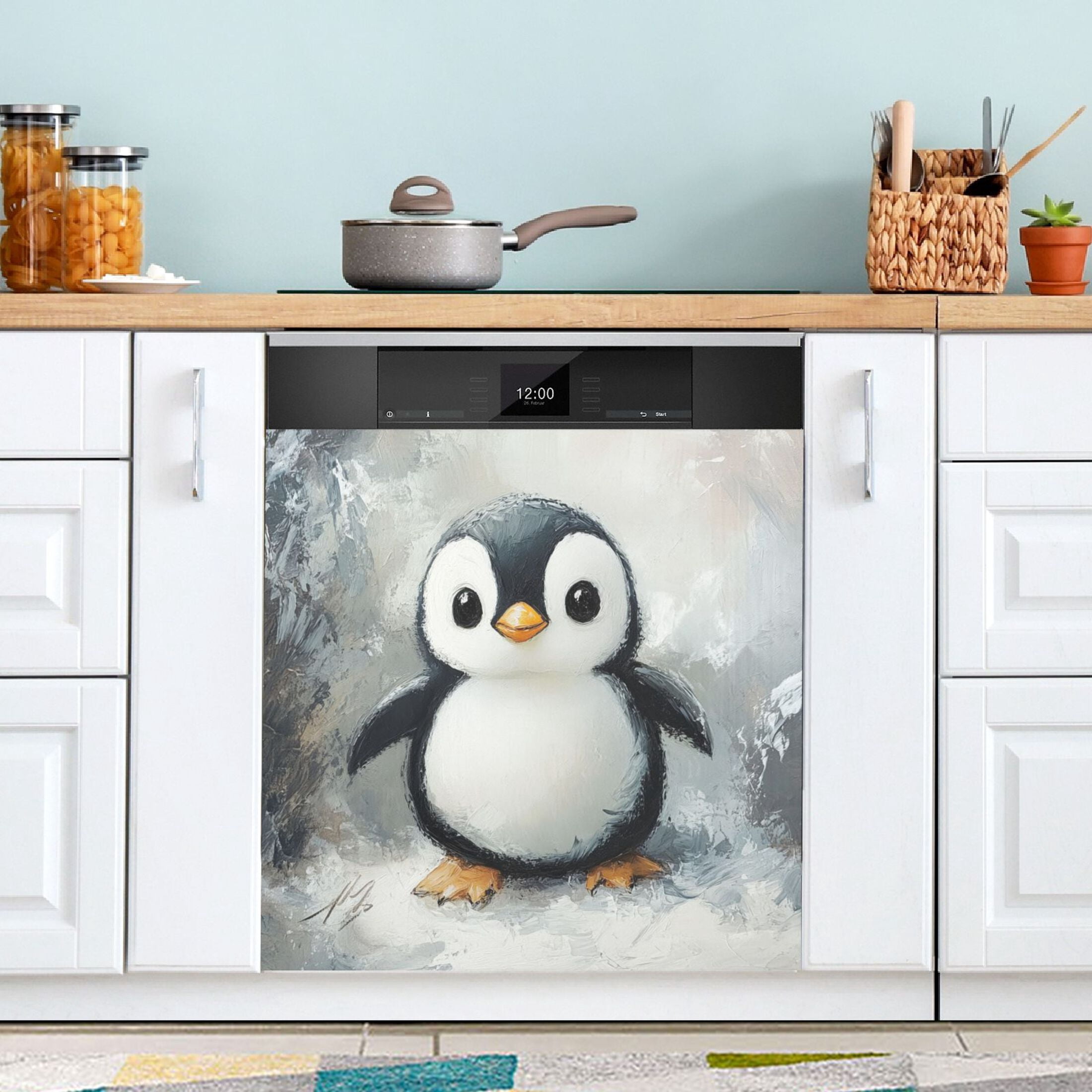 Dishwasher Magnetic Sticker 23x26 Inch Refrigerator Magnetic Sticker Washing Machine Magnetic Sticker Kitchen Panel Magnetic Sticker Home Decor Super Cute Cartoon Penguins