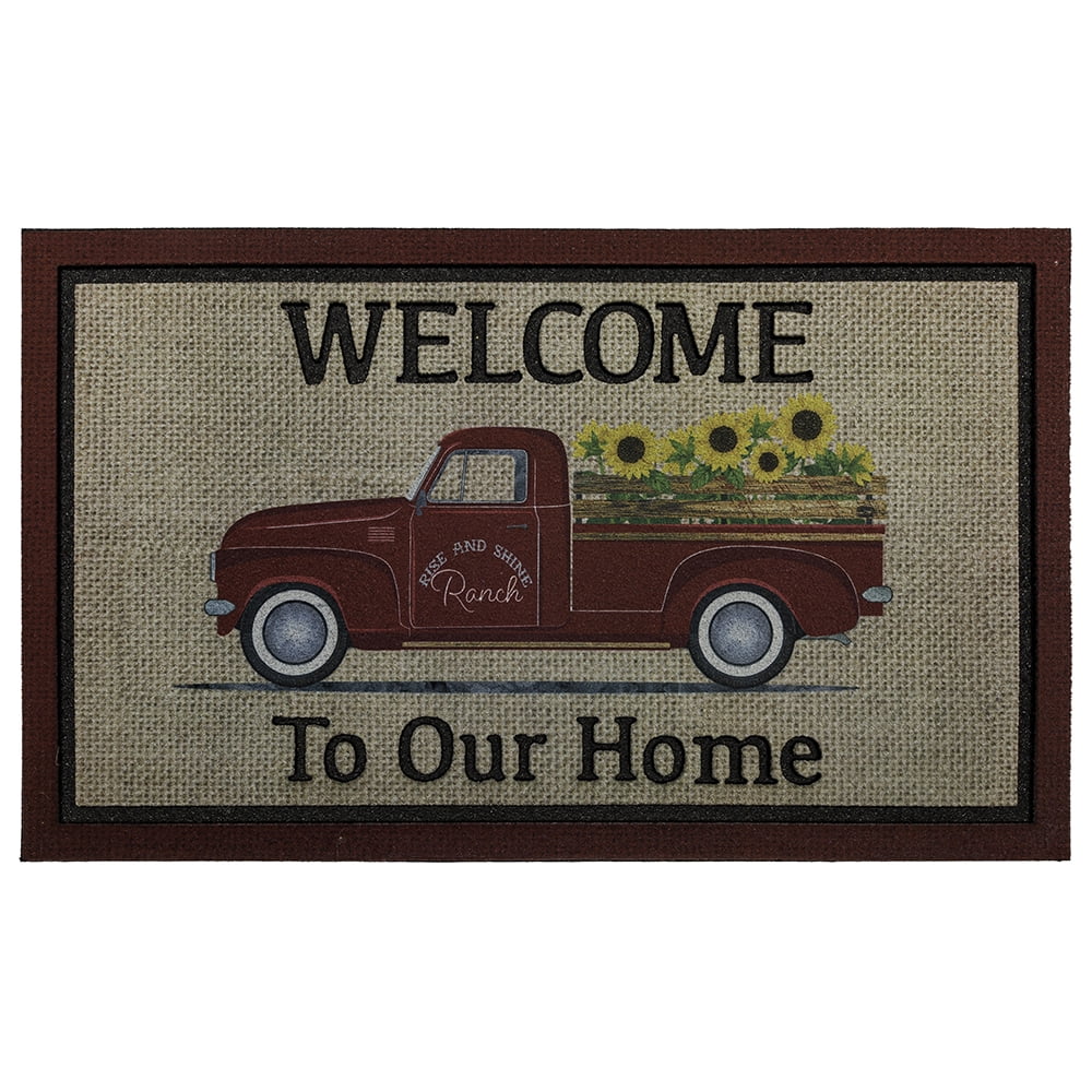 Mohawk Home Welcome Truck Rubber Doormat, Red, 1'6" x 2'6"