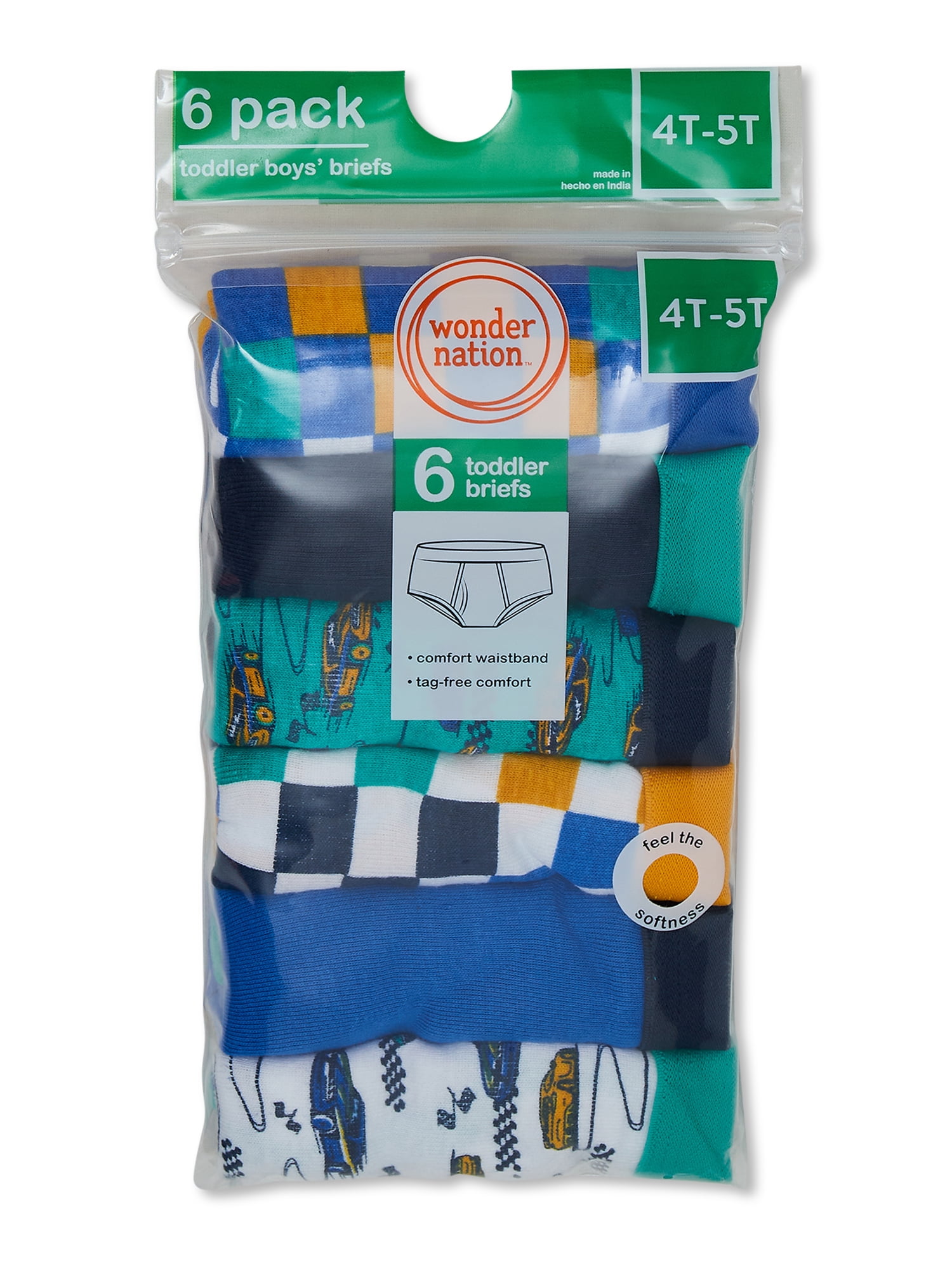 Wonder Nation Toddler Boys Brief Underwear, 6-Pack, Sizes 2T-5T