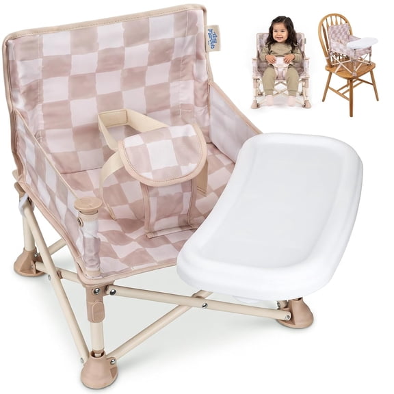 Tiny Marvels 3-in-1 Foldable Booster Seat with Carry Bag & Safety Harness - Portable High Chair for Travel,Restaurant, Home,Infant to Toddler