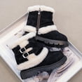 thumbnail image 4 of Owordtank Girls Winter Snow Boots Fur Lined Mid Calf Boots Lug Sole Suede Warm Boot Outdoor Shoes for Kids, 4 of 8