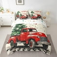 thumbnail image 2 of Feelyou Vintage Rustic Truck Bedding Comforter Set 7pcs, Christmas Holiday King Bedding Sets, Tree Snowflake Reversible Bed Sheets, Breathable Home Decor, 2 of 7