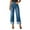 Dark Blue, variant on WTOBBY Women's Stretch Denim Straight Leg Rolled Edge Jeans with Pockets, Fashionable Solid Color Casual Trousers, Comfortable Fit with Functional Design,Dark Blue L