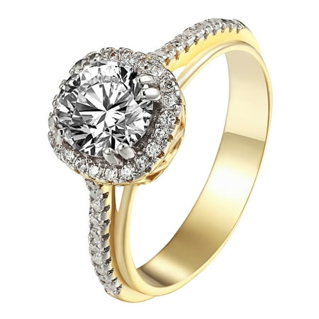Solitaire Bridal Wedding Ring 14k Gold Finish 925 Sterling Silver Engagement New