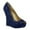 Navy, variant on XYD Women Dazzled Rhinestone Peep Toe Platform Pumps Slip-on Wedge High Heels Evening Shoes Size 7 Black