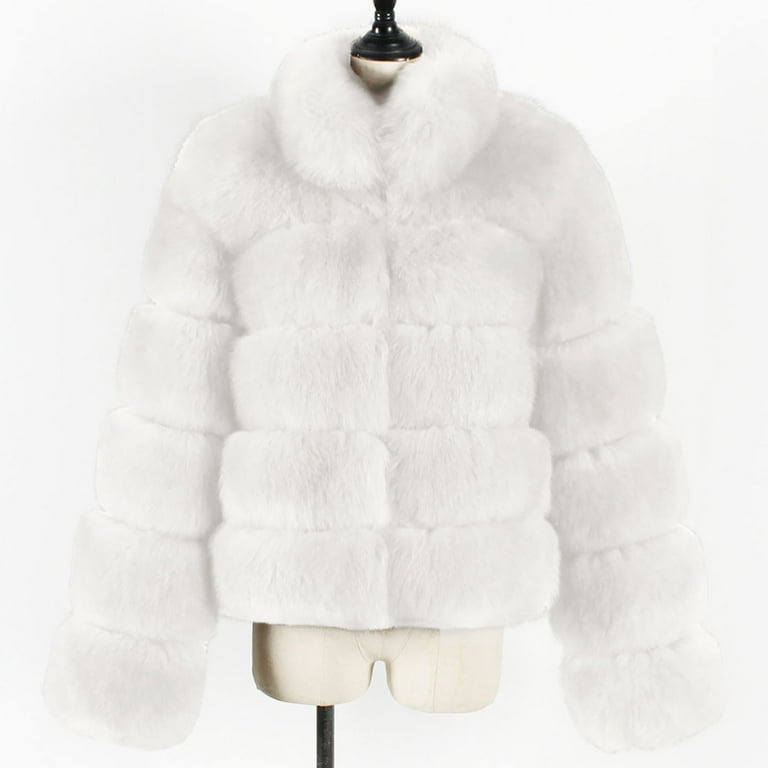symoid Womens Faux Fur Coats & Jackets- Ladies Warm Faux Fur Coat Jacket  Winter Solid Hooded Outerwear Black M