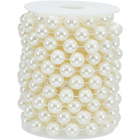 14mm Large Pearl Beads 16.40 Feet(5m) Ivory Pearl Bead String Decoration Acrylic Round Beads Loose Beads