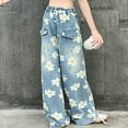 thumbnail image 5 of RUTAYY Toddler Kids Girls Jeans Distressed Elastic Waist Baggy Denim Wide Leg Trousers Leisure Pants, 5 of 8