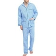 thumbnail image 2 of GLOBAL Mens 100% Cotton Pajamas Set Woven Drawstring Sleepwear Set with Top and Pants/Bottoms, 2-Piece Set, Size L, 2 of 4