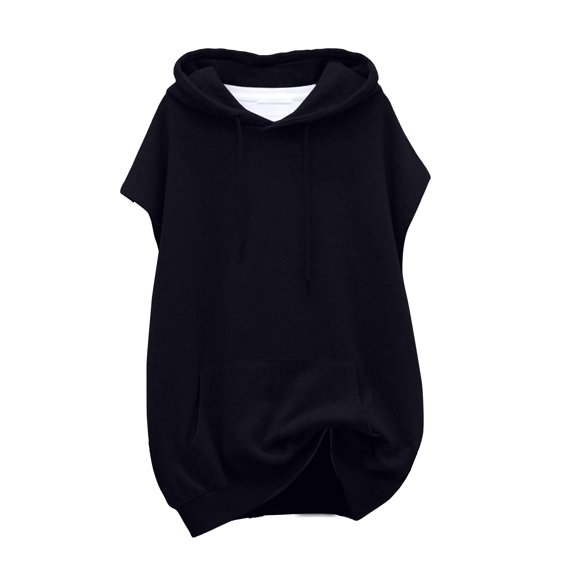 WUSUOWEI Sweatshirt For Women Sleeveless Hooded Sweatshirt Zip Up Casual Womens Tunic Top with Splice Design M