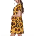 thumbnail image 2 of Lsque Chocolate Plaid Sunflower Print Women's Casual Dress T-Shirt Summer Short Sleeve Scoop Neck Swing Dresses, 2 of 6