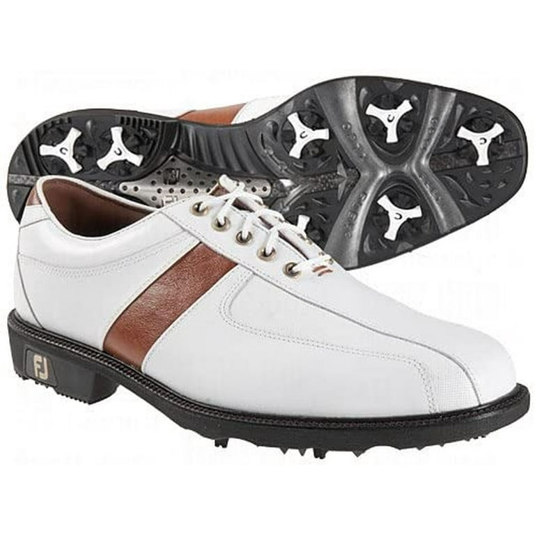 Footjoy FJ Icon Golf Shoes (White/Brown, 9.5 Wide) 52062 Previous Season NEW
