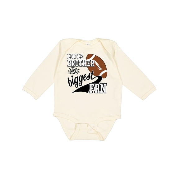 Inktastic Little Brother and Biggest Fan Football Player Boys Long Sleeve Baby Bodysuit