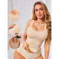 thumbnail image 3 of DARING DIVA Women's Slim-Fit Lace Trim Camisoles Ribbed U Neck Tank Top Large Beige, 3 of 6