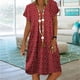 thumbnail image 4 of Vestido midi bohemio de moda para mujer, verano 2024, manga corta, cuello en V, vestido holgado informal, vestido estilo camiseta de calle para mujer, 4 of 5