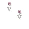 thumbnail image 2 of Delight Jewelry Silvertone Large Initial - V - Pink Crystal Clip on Earrings, 2 of 5