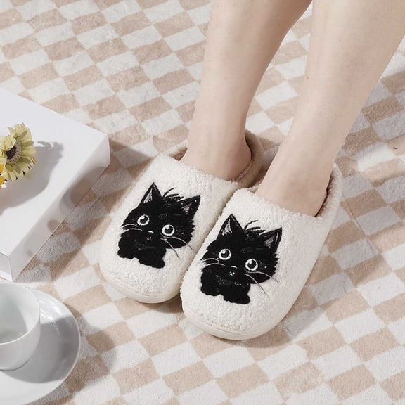 Emily Deer Slippers For Women Fuzzy Slippers Cute Cartoon Fluffy Plush House Slippers For Women Men Indoor White 37