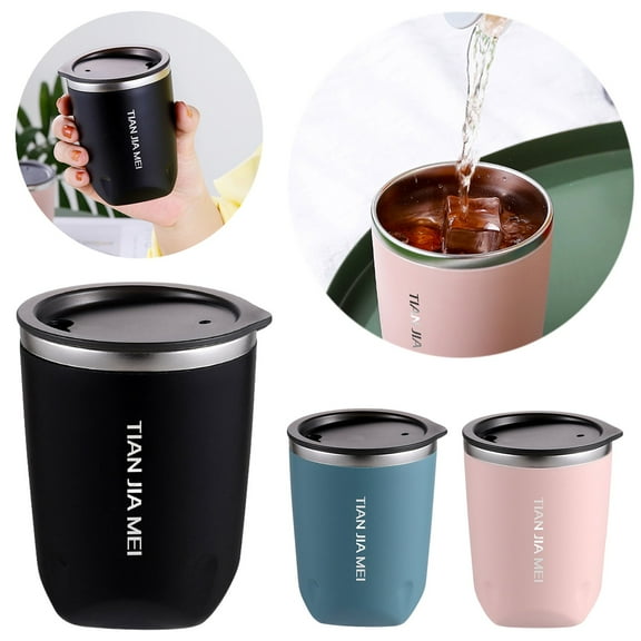 Lssam Insulated Coffee Mug with Lid - 10 oz Stainless Steel Tumbler for Travel, Office & Car, Spill Proof Hot/Ice Coffee Tea Beer