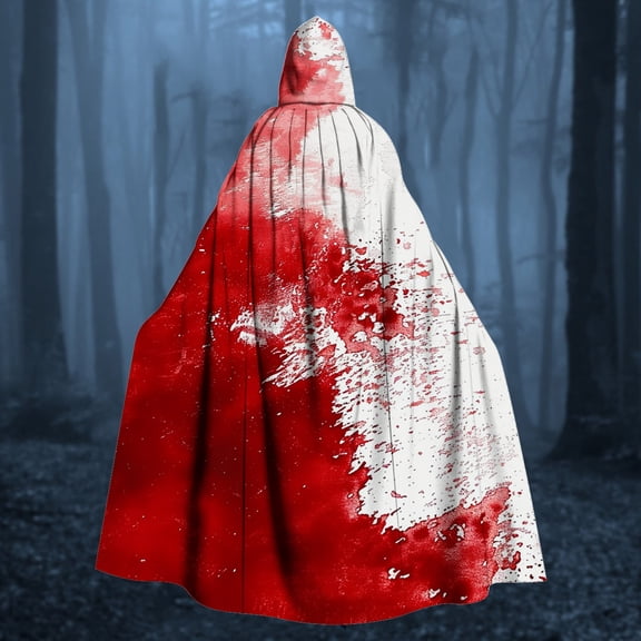 Hvyesh Men and Women Hooded Cloak Trendy Print Vampire Cape Trendy Halloween Theme Party Long Robe