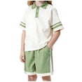 thumbnail image 6 of WRKEKC Kids Summer Outfits School Collared Button Down Short Sleeve Top and Elastic Waist 5 Inch Shorts Set for 4-16 Years, 6 of 7
