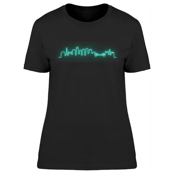 Blue Neon Lyon City Design T-Shirt Women -Image by Shutterstock, Female Medium
