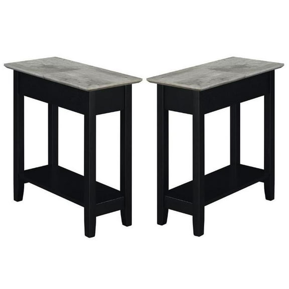 Home Square Furniture Top End Table in Black Wood Finish - Set of 2