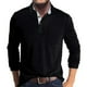 thumbnail image 2 of Men's Spring And Autumn Solid Color T-shirt Lapel 3 Button Open Placket Button Long Sleeved Top L, 2 of 4
