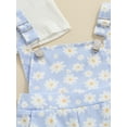 thumbnail image 6 of Argulvti Toddler Baby Girls Summer Outfits Fly Sleeve Ribbed Tops + Daisy Suspender Shorts Set, 6 of 7