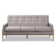 thumbnail image 2 of Baxton Studio Perris Light Grey Upholstered Walnut Finished Wood Sofa, 2 of 9