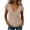 Khaki, variant on Xaqiouau Women's Striped V-Neck Short Sleeve Top Cotton Blend Slim Fit Casual T-Shirt Lightweight Breathable Summer Daily Wear Navy XXXL