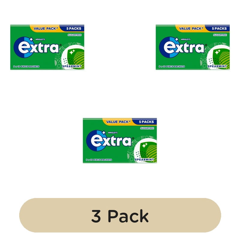 Extra Spearmint Sugarfree Chewing Gum Multipack 70g, British Import (Pack of 3)