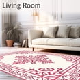 thumbnail image 2 of ODIKA 5'x7' Machine Washable Non-Slip Area Rug, Damask Scrollwork Baroque Luxurious Timeless Exquisite Traditional High Traffic Rug, Pink, 470131, 2 of 7