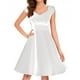 thumbnail image 4 of Vestido elegante de mujer con cuello en V y corte en A - Manga corta, cintura entallada, color liso, versátil para informal/trabajo - Mezcla de poliéster, 4 of 6
