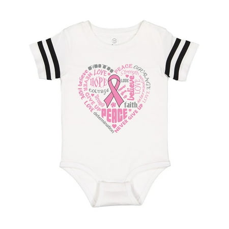

Inktastic Breast Cancer Awareness Heart Words Gift Baby Boy or Baby Girl Bodysuit