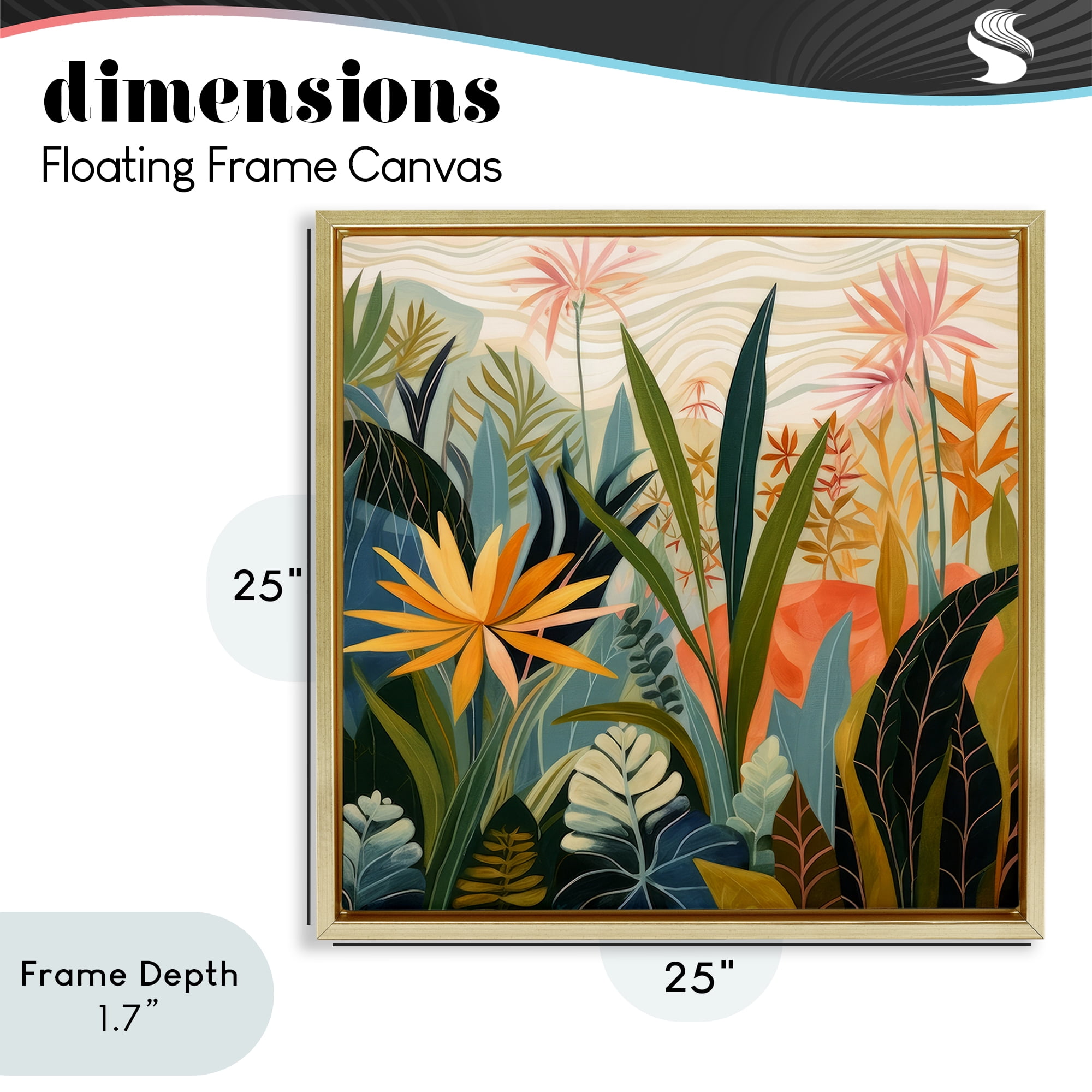 Stupell Industries Tropical Botanical Embrace Gold Framed Floater Canvas Wall Art, design by Lazar Studio