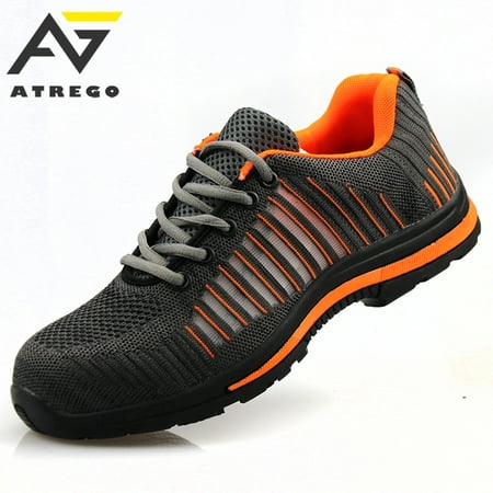 ATREGO Men's Safety Toe Lightweight Safety Sneakers Steel Toe Breath Outdoor Sports Work Shoes Boots for Working