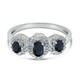 thumbnail image 6 of 10k White Gold Oval Sapphire And Diamond Three Stone Ring, 6 of 6
