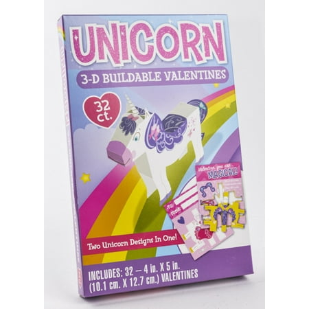 3-D Buildable Unicorn Valentine's Day Cards