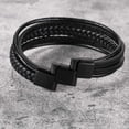 thumbnail image 4 of Herrarmband i rostfritt stål äkta läderarmband flätat med lås, 4 of 5