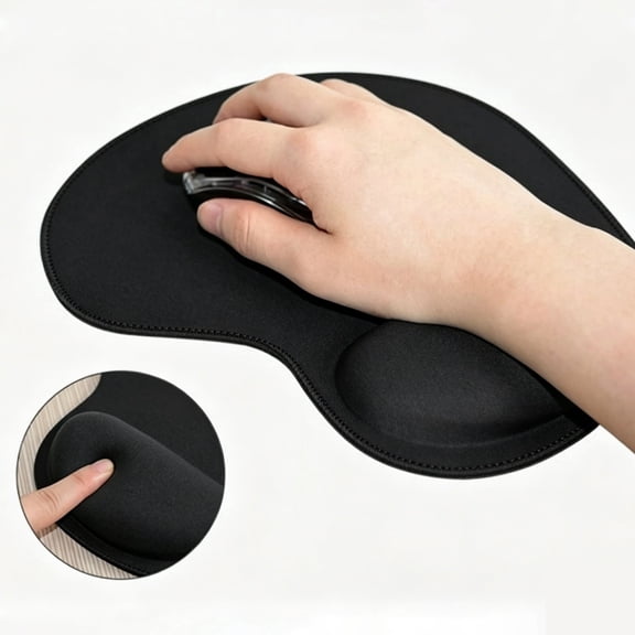2 Pack Ergonomic Mouse Pad with Gel Wrist Rest, Non-Slip Comfort Mouse Pads for Home Office, Black, 9.5 x 8.3 in