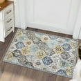 thumbnail image 5 of Moroccan Trellis Area Rug, 2x3 Entry Rug Non-Slip Washable Indoor Door Mat, Small Oriental Accent Throw Rug for Bedroom Kitchen Entryway Bathroom (Yellow/Aqua, 2x3ft), 5 of 5