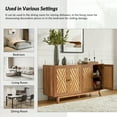 thumbnail image 3 of 57" Storage Cabinet 4 Doors Farmhouse Wooden Sideboard Credenzas with Adjustable Shelves Walnut, 3 of 9