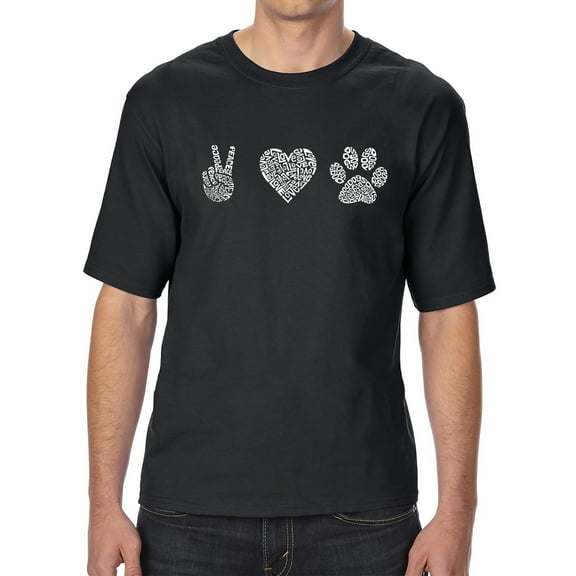 Men's Tall and Long Word Art T-shirt - Peace Love Dogs