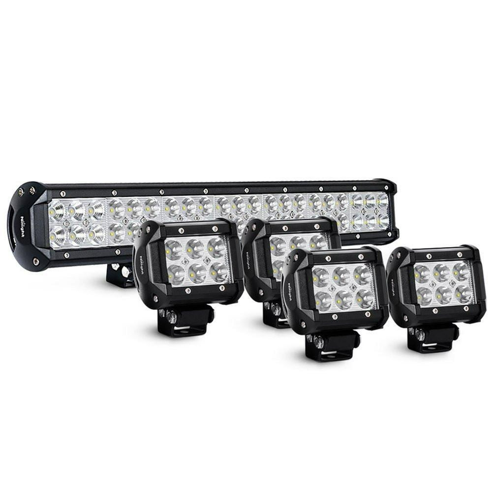 Nilight 20" 126W LED Light Bar & 4Piece 4" 18W Spot LED Driving Lights